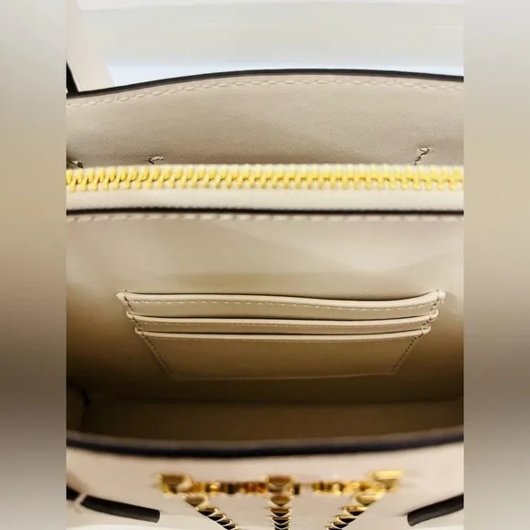 Michael Kors Maple Studded Satchel Crossbody Cream Leather NWT